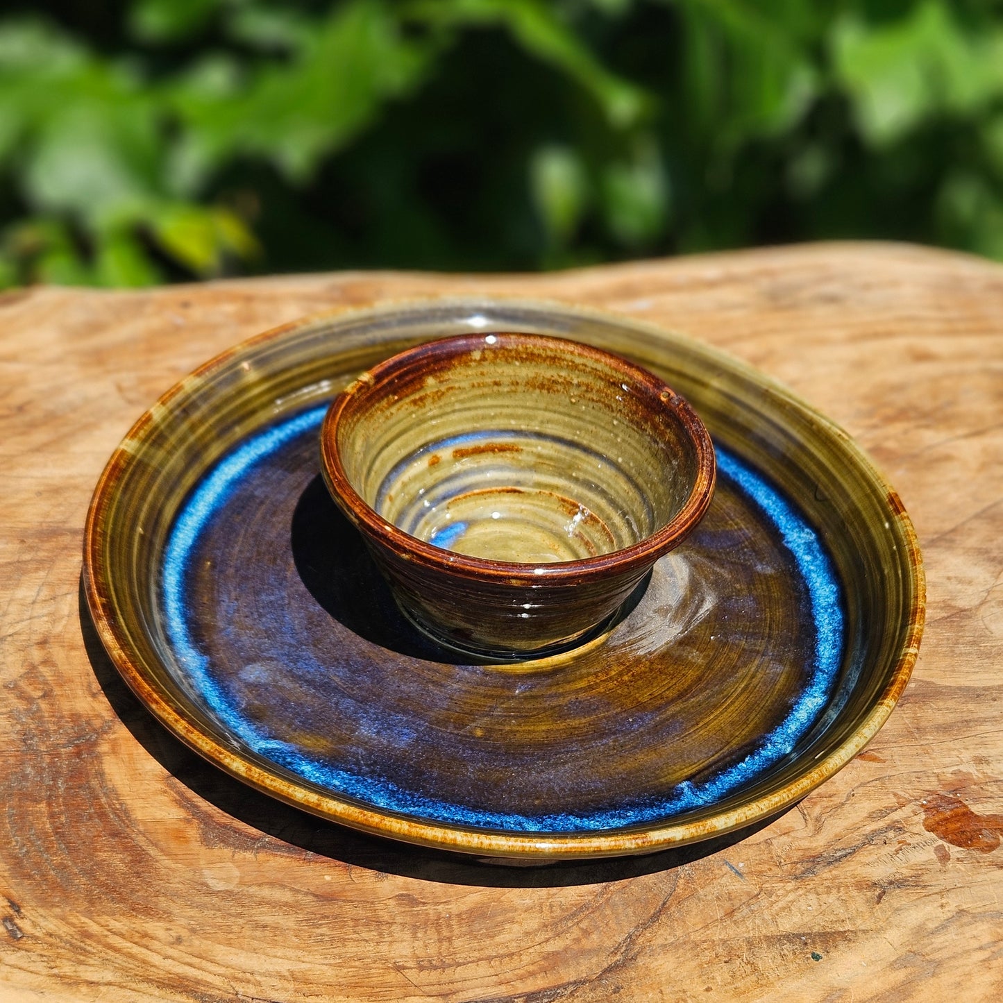Green and Blue Chip and Dip Platter