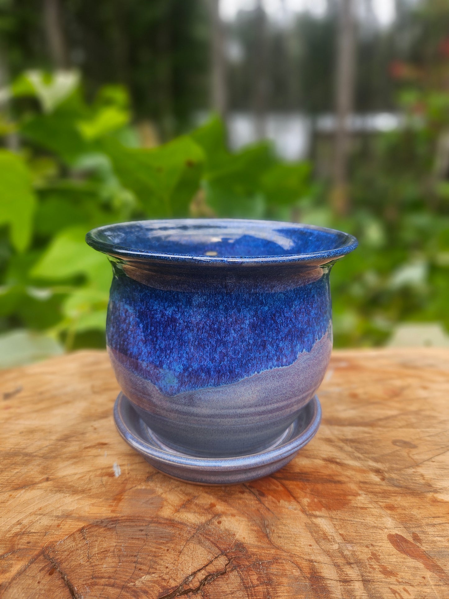 Medium Sized Blue and Purple Planter