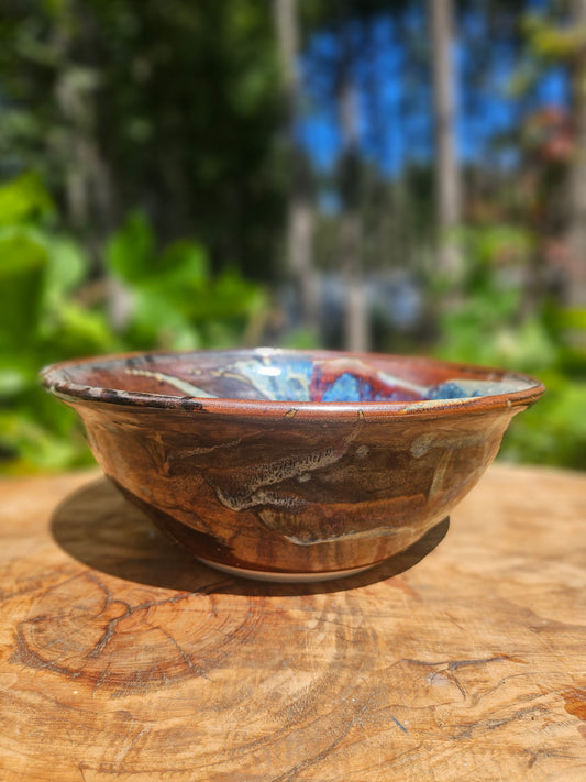Brown and Blue Serving Bowl