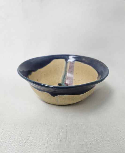 B39 - Small Beige and Color Drip Bowl